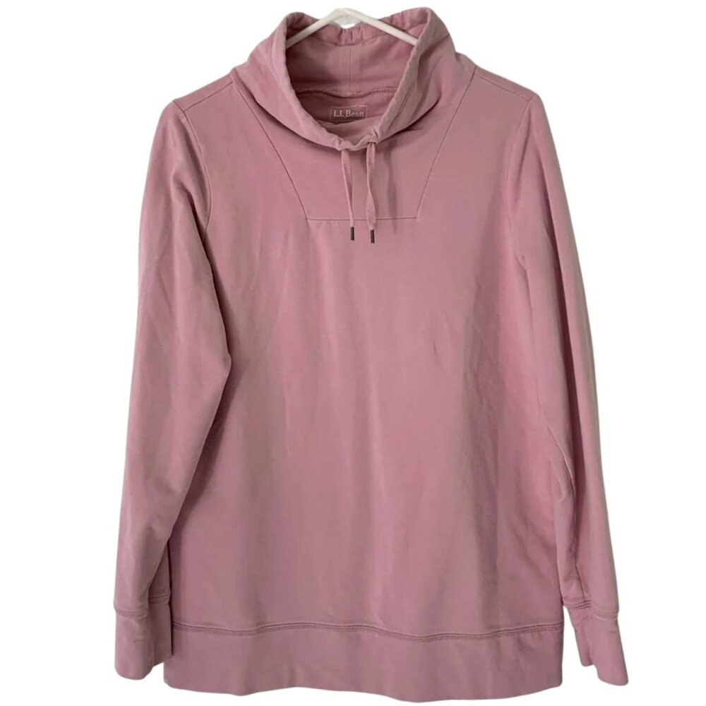 NWT LL Bean Ultra Soft Sweats Funnel Neck Sweatshirt 2XL Light Mauve Pink